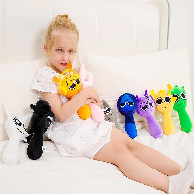 XYG® Sprunky Plush, Sprunky Game Plush Toys, 2PCS Plush Toys, Horror Games Plushies Toy for Fans, Soft Stuffed Animal Pillow Figure Doll Christmas Birthday Gifts for Kids Adult (9" White+Gray)