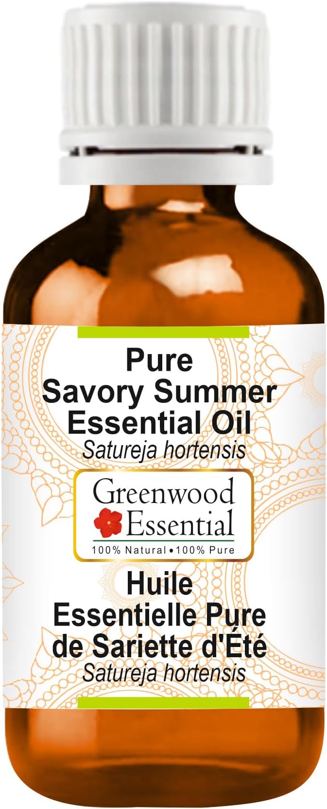 Greenwood Essential Savory Summer Essential Oil (Satureja hortensis) Pure | Non-Sticky | Non-Greasy | Lightweight | Men & Women | All Skin Types | Steam Distilled 15ml (0.50 oz)