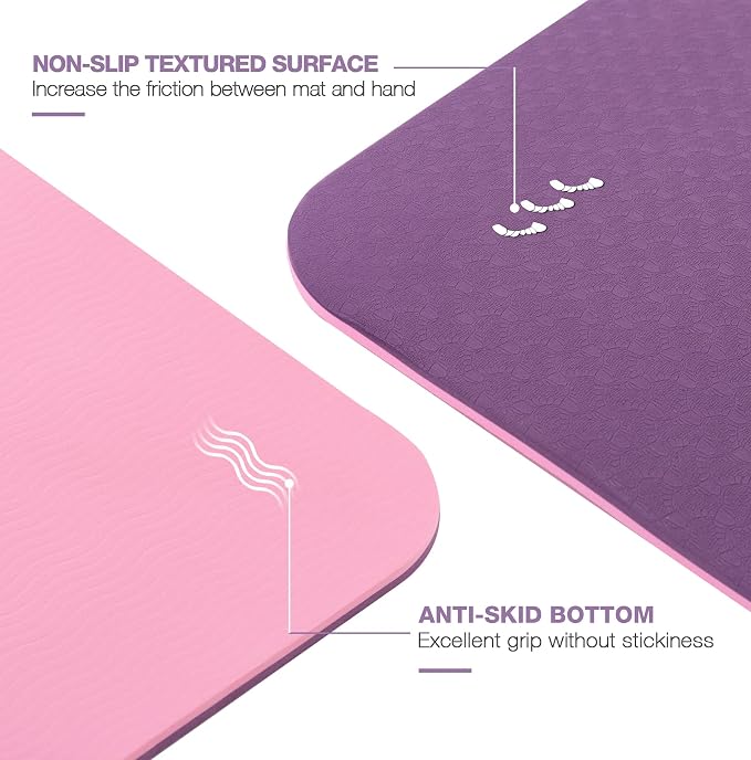 UMINEUX Yoga Mat Extra Thick 1/3'' & 2/5" Non Slip Yoga Mats for Women Eco Friendly TPE Fitness Exercise Mat with Carrying Sling & Storage Bag