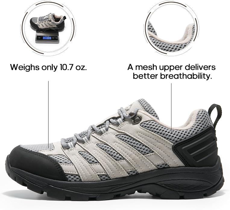 NORTIV 8 Women's Lightweight Hiking Shoes | Breathable Walking Sneakers Slip-Resistant For Outdoor Work Travel Daily Wear Wander