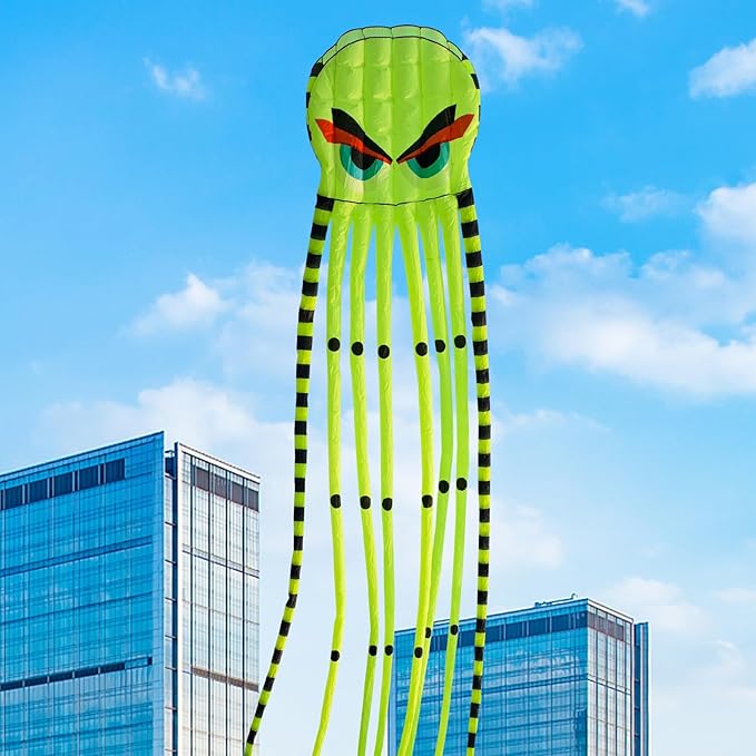 3D 26ft Ultra Large & Funs Octopus Foil Kite with 1000D Kite String, Beach Park Outdoor Fun Beach Trip Great Gift to Kids Build