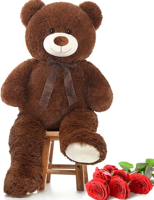 MorisMos Giant Teddy Bear Stuffed Animal 3 ft-36'' Large Teddy Bear, Brown Big Teddy Bear for Girlfriend Valentines, Large Stuffed Bear Plush for Birthday Christmas Baby Shower Decor,Dark Brown