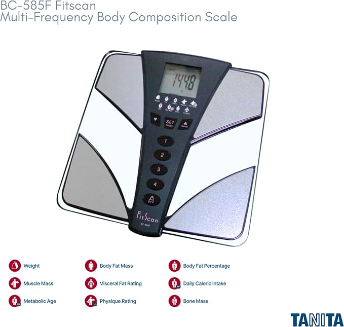 FitScan BC-585F - Japan Technology Multi-Frequency Body Composition Monitor - Smart Digital InBody Scale with Fat, Muscle Mass, BMI, Caloric Intake, Metabolism, and Visceral Fat Tracker