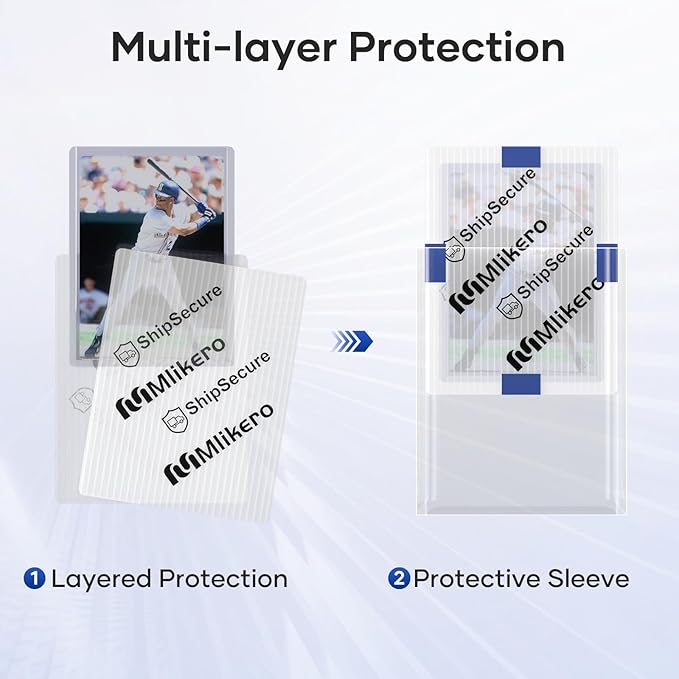 120 Pack Trading Card Shipping Protectors, 3.5'' x 4.5'' Plastic Card Protector with Tape Rolls for Mailing Sports Cards