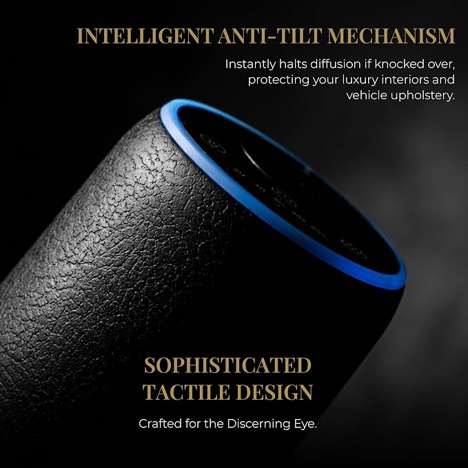 Aurora Waterless Essential Oil Diffuser | Aromatherapy Nebulizer | No Water No Heat | Desk & Car | RGB Light | Obsidian