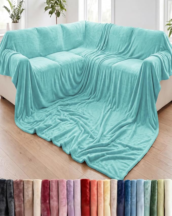 Ultra Soft Fleece Blanket Giant Blanket Size - Flannel Fleece Luxury Blanket - Lightweight for Couch Bed Chair - Thick, Warm and Breathable - All Season Cozy, Turqoise