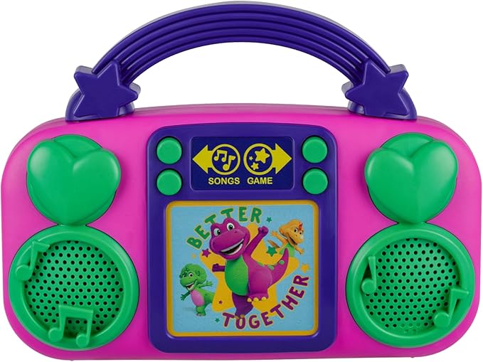 eKids Barney Toy Music Player, Toddler Toy with Built-in Music and Lights (Barney)