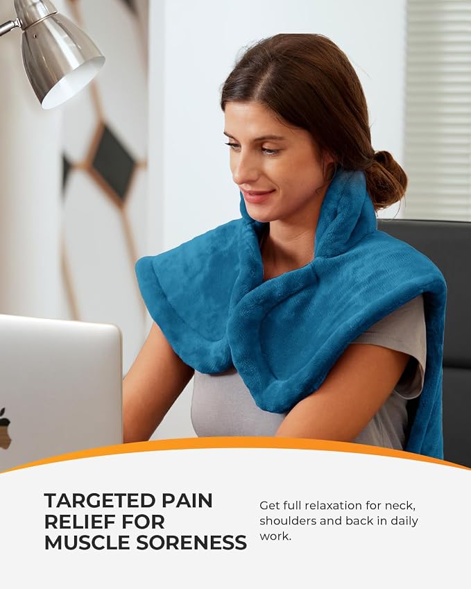 CooCoCo Heating Pad for Neck and Shoulders and Back Pain Relie, FSA Eligible, 24"x33" Electric Heat Pad, Auto Shut Off, ETL Certified, Blue
