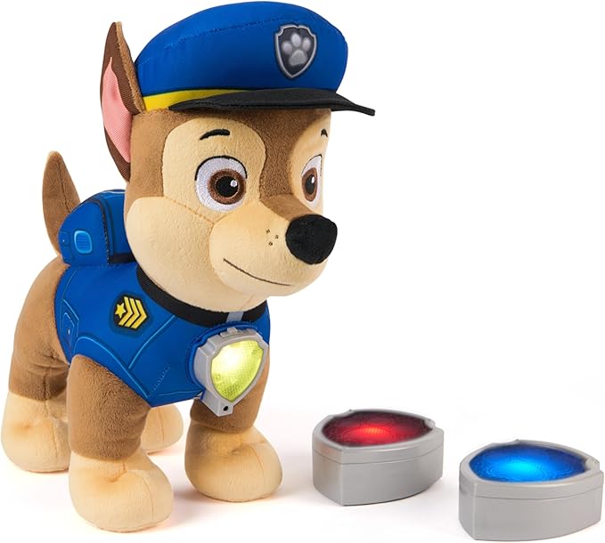 Paw Patrol Room Patrol Chase Interactive Plush Toy with Over 75 Sounds, Light-Up Badges, and 3 Play Modes, Kids Toys for Boys & Girls Ages 3 and Up