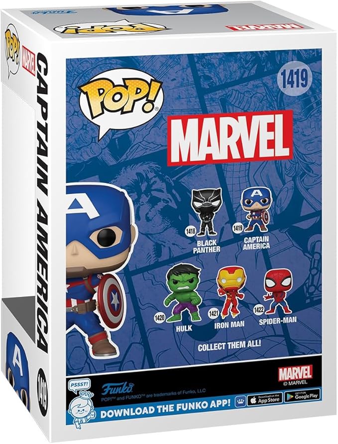 Funko Pop Marvel - Captain America - Marvel Comics - Collectable Vinyl Figure - Gift Idea - Official Merchandise - Toys for Kids & Adults - Superheroes Fans - Model Figure for Collectors and Display