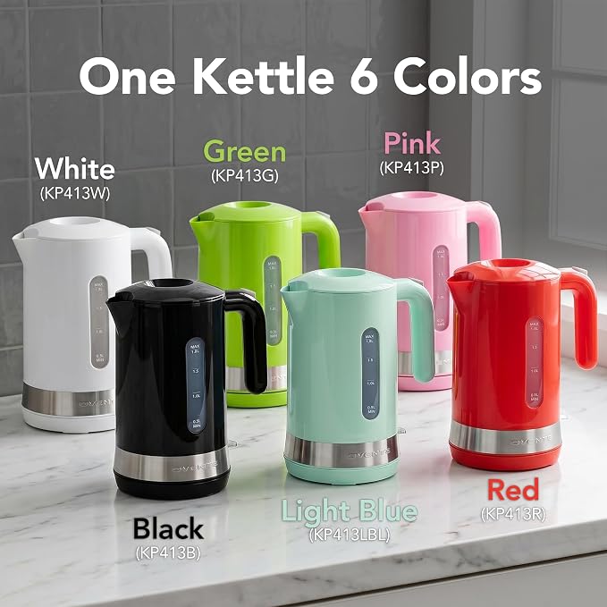 OVENTE 1.8L Electric Kettle, 1500W Fast Boiling Heater for Coffee or Tea, BPA Free, Easy to Fill Lid, Water Level Window, Auto Shut-Off, Boil-Dry Protection and Removable Filter, White KP413W