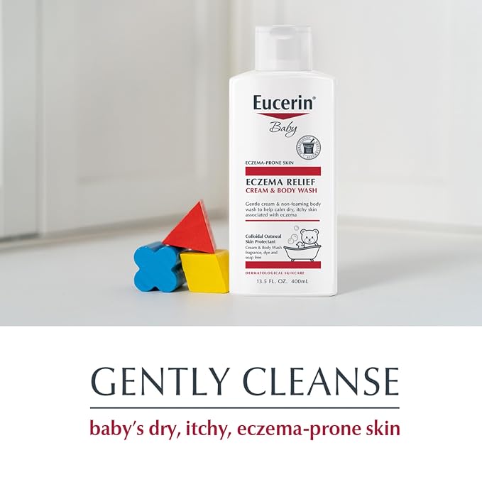 Eucerin Baby Eczema Relief Cream Body Wash, Fragrance Free Eczema Body Wash for Babies with Colloidal Oatmeal, 13.5 Fl Oz Bottle