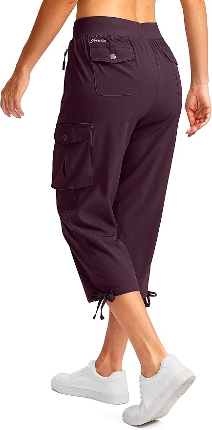 Soothfeel Women's Cargo Capris Pants with 6 Pockets Lightweight Quick Dry Travel Hiking Summer Pants for Women Casual