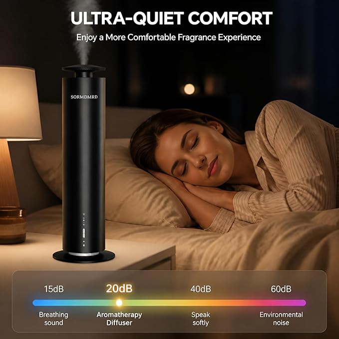 Waterless Scent Diffuser Starter Kit with 5 Oils Covers up to 2000 Sq Ft | Cold Air Diffusers for Home, Hotel, Office, Aromatherapy Diffuser with Adjustable Mist, Timer, App, Remote & Touch Control