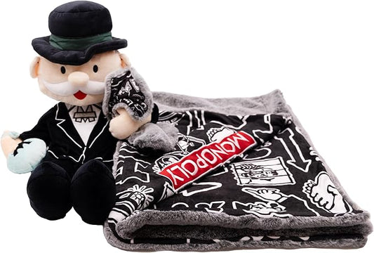 Monopoly Blankie Bestie Stuffed Animal Blanket - 2-in-1 Baby Blanket with Stuffed Animal, Soft Plush Toy Baby Shower Gifts for Boys, Girls, Toddlers & Kids, Sensory Plush Toy