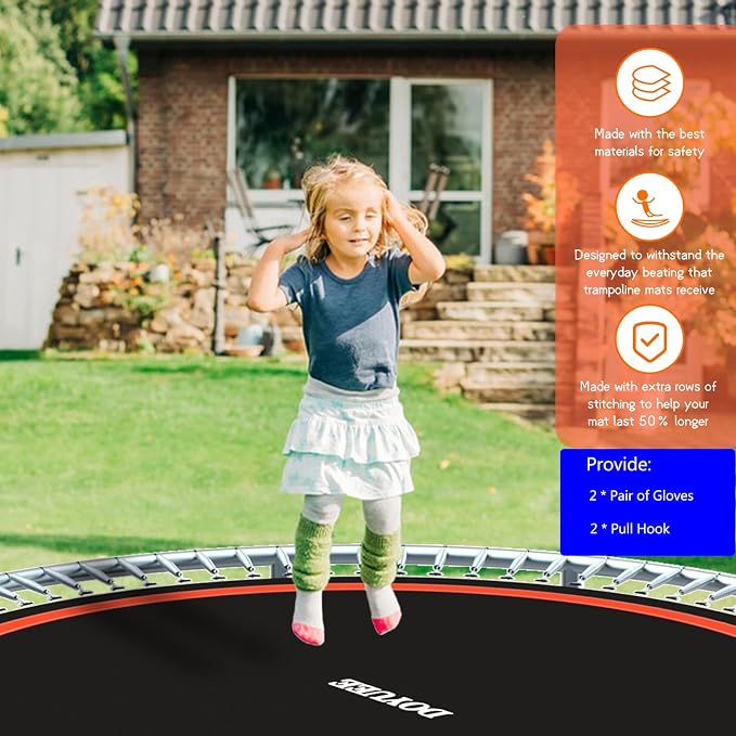 Trampoline Mat Replacement，12.56FT Diameter Mat with 72 Rings，Fits 14FT Steel Frame,Fits 5.3"-5.7" Springs， Excluding Springs and Frame