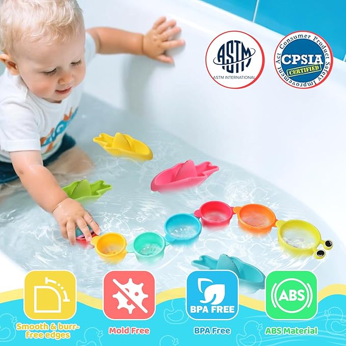 Baby Bath Toys for Kids Ages 1-3 11PCS Toddler Bath Toys Mold Free Bathtub Toys for 12+ Months Pool Water Table Beach Sand Toys Stacking Cups Floating Boats for 1 2 3 4 5 6 Years Old Girls Boys Gifts