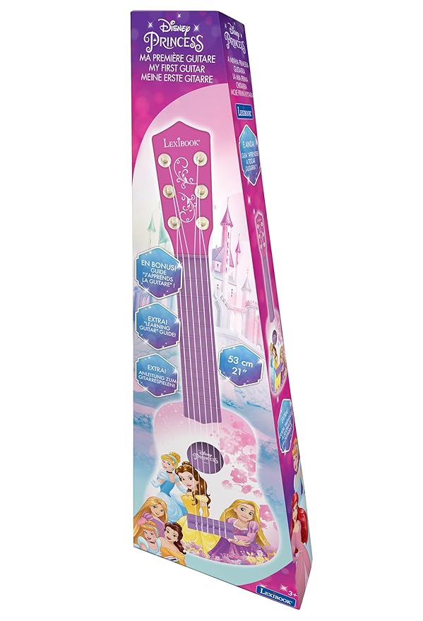 Lexibook, Disney Princess, My First Guitar for Children, 6 Nylon Strings, 21" Long, Guide Included, Pink, K200DP