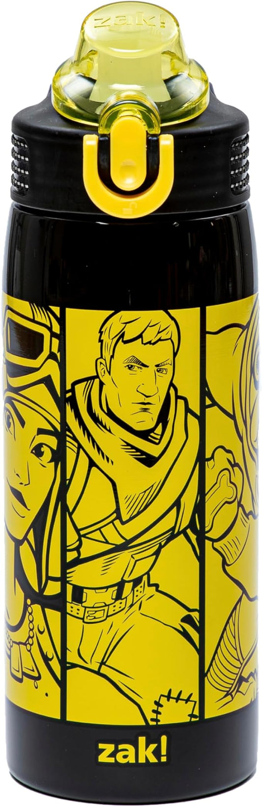 Zak Designs Fortnite Sage Kids Water Bottle For Home or Travel, 19oz Stainless Steel Water Bottle With Straw, Handle, and Leak-Proof, Pop-Up Spout Cover (Jonesy, Renegade Raider, Doggo)