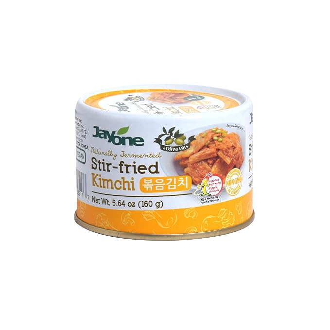 Korean Canned Napa Kimchi - Naturally Fermented, Shelf-Stable, Ready-to-Eat, Non-GMO Ingredients & No Artificial Preservatives, Perfect for Meals, Camping & Emergency Food (5.64oz) - Stir-Fried