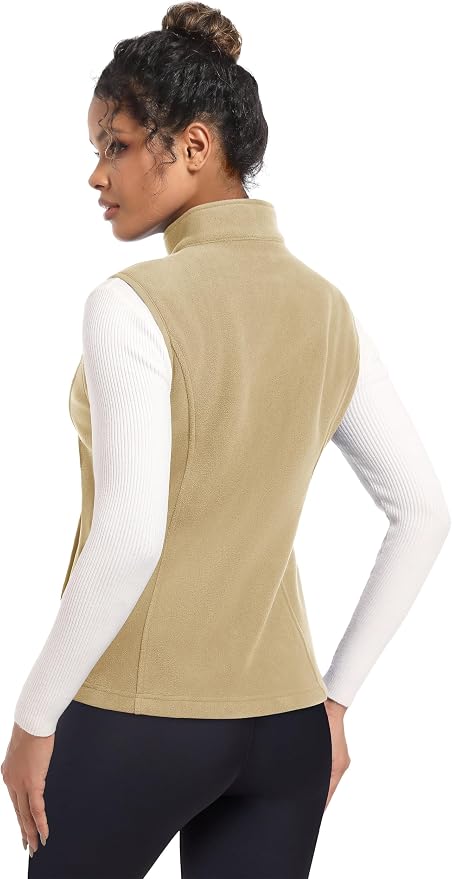 MAGCOMSEN Women's Fleece Vest Outerwear Sleeveless Lightweight Zip Jackets Warm Soft Vests with Zipper Pockets