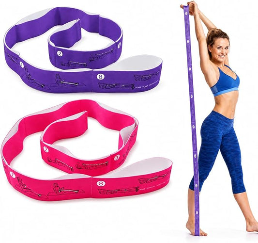 Multi-Loop Stretch Band - Yoga, Pilates, Ballet, and Physical Therapy Stretching Strap for Flexibility, Leg Stretching, and Exercise - Durable Stretching Equipment