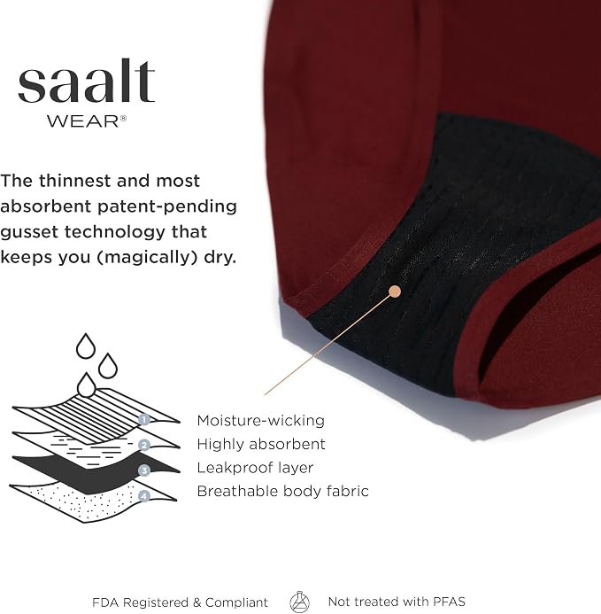 saalt Seamless Brief Leakproof Period Underwear for Women | Comfortable, Thin, and Keeps You Dry from All Leaks, Reusable & Washable Women's Period Underwear