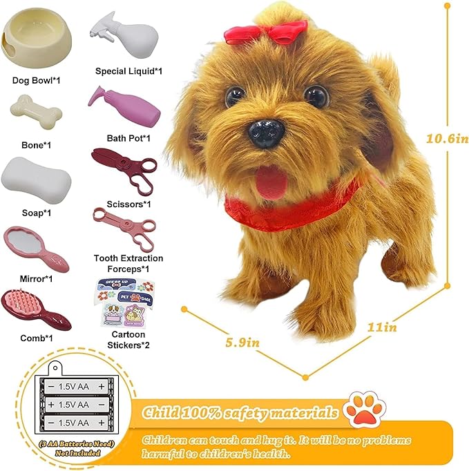 Toy Dog That Walk and Bark, Sing, Wag Tail, Lick, Repeat Your Words & Plush Golden Stuffed Puppy for Boys, Girls Toy Dogs