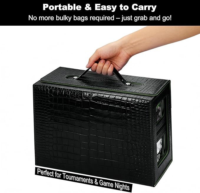 Premium Trading Card Storage Case TCG Deck Box Holds 800+ Sleeved Cards for MTG, YuGiOh, Uno, Sport with Strong Magnet Closure (4IN1BlackGreen)