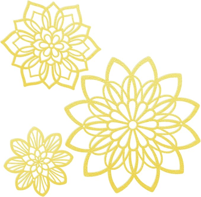 Zzbakress 3 Pcs Metal Flowers Wall Art Bathroom Wall Decor (Gold Elegant) | Farmhouse Flower Bathroom Decor Wall Decorations For Bathroom, Living Room, Office, Kitchen, Hallway And Outdoor