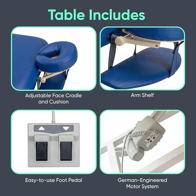 Electric Massage, Spa, and Treatment Table - Adjustable Height and Foot Control, ADA Compliant Treatment Table for Esthetician, Massage Therapists and Spa Professionals