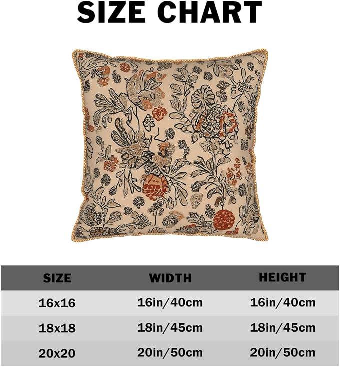 KSLIDS Art Boho Floral Soft Velvet Throw Pillow Covers Set of 2 Beige Rust Botanical Flowers Decorative Pillow Covers 18x18 Inch Farmhouse Vintage Pillow Case for Sofa Couch Living Room Home Decor