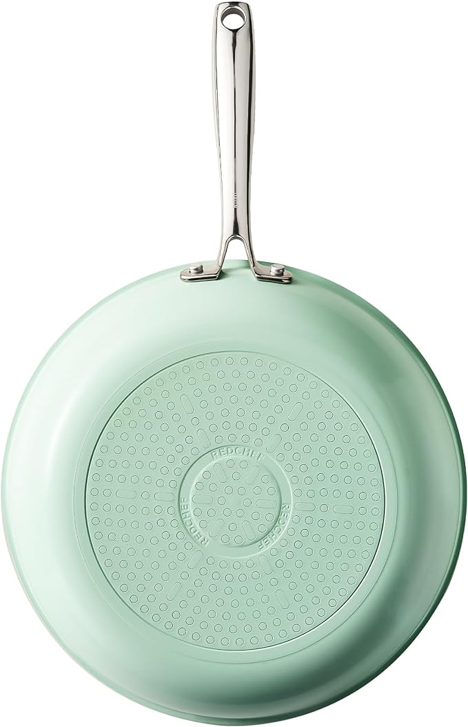 Redchef Ceramic Non Stick Pan, Large Skillet for Stir-Fry & Dinner, Chemical Free Healthy Coating, High Heat Performance, PTFE & PFAS & PFOA Free, Mint Green, 11 Inch
