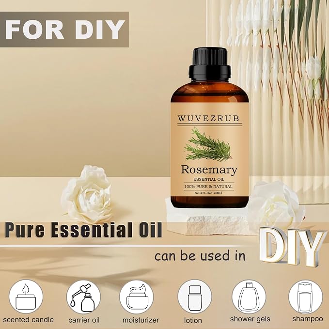 Rosemary Essential Oil 120ML, 100% Pure and Natural - Aromatherapy Diffuser - 4 Fl Oz