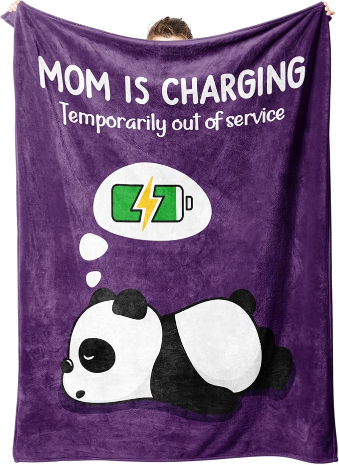 Craftique Mom Birthday Gifts, Funny Gifts for Mom- Mom's Charging Blanket | Mom Gifts for Women from Daughter Son Husband, Super Soft Blanket Throw for Napping Travel, 60”×50”