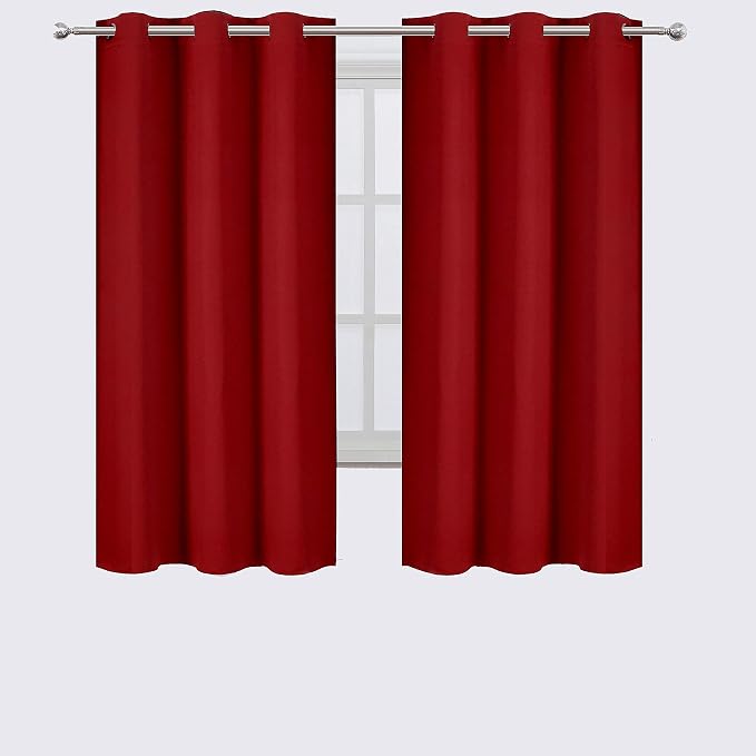 LEMOMO Red Blackout Curtains 42 x 63 Inch/Red Curtains Set of 2 Panels/Room Darkening Bedroom Curtains