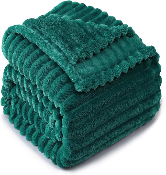 Teal Throw Blanket for Couch Sofa 60x80 inches Striped Design | Fleece Blankets Room Home Decor Lightweight Plush Soft Cozy Gifts for Women Mom