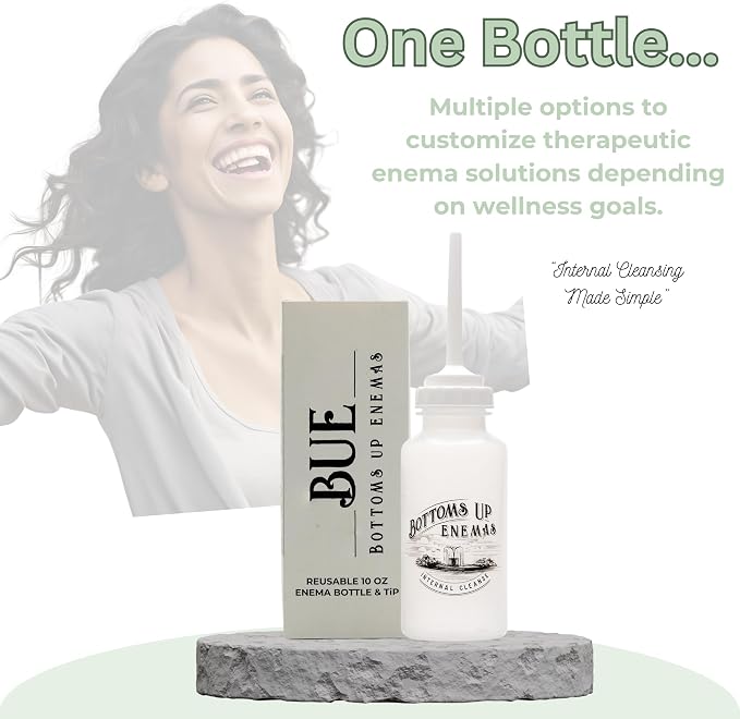 BUE Reusable Enema Bottle -10oz BPA-Free. Bottoms Up Enemas