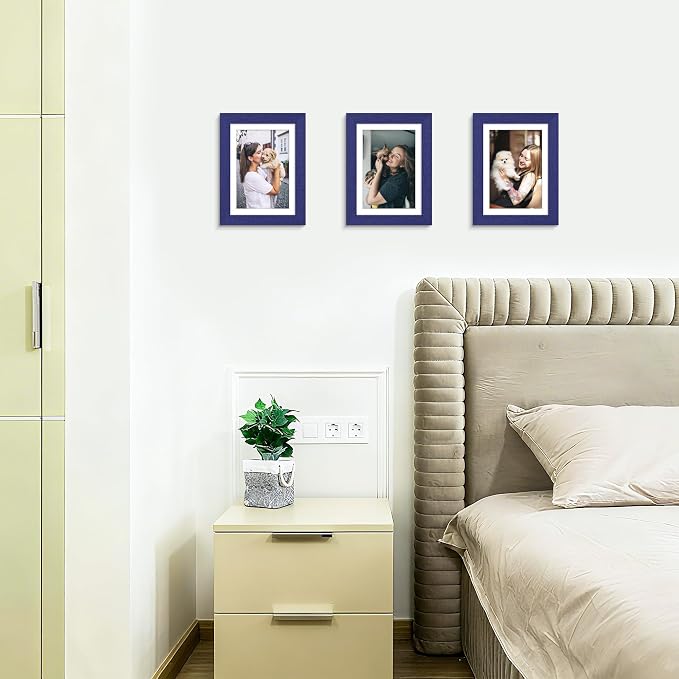 Picrit 5x7 Picture Frame Set of 12, Display 4x6 with Mat or 5x7 without Mat, Photo Frames for Wall Mounting or Table Top Display, Navy Blue