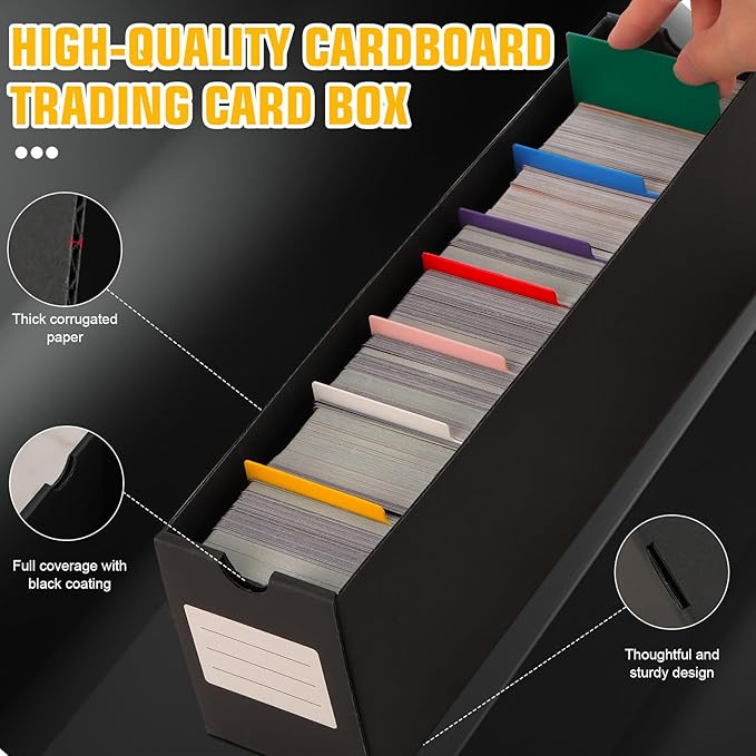Trading Card Storage Box, Includes 18-600 CT Boxes & 60 Card Dividers, Trading Card Organizer for Collectible Card Games, for TCG, YGO, MTG, PTCG, Baseball Cards, with Labels & Tapes