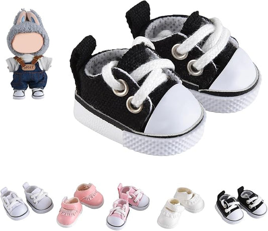 2025 New Version Doll Shoes, 1 Pair Premium Black Canvas Shoes, Perfect Match for bubu Clothes, Shoes for 15&17cm Doll Accessories