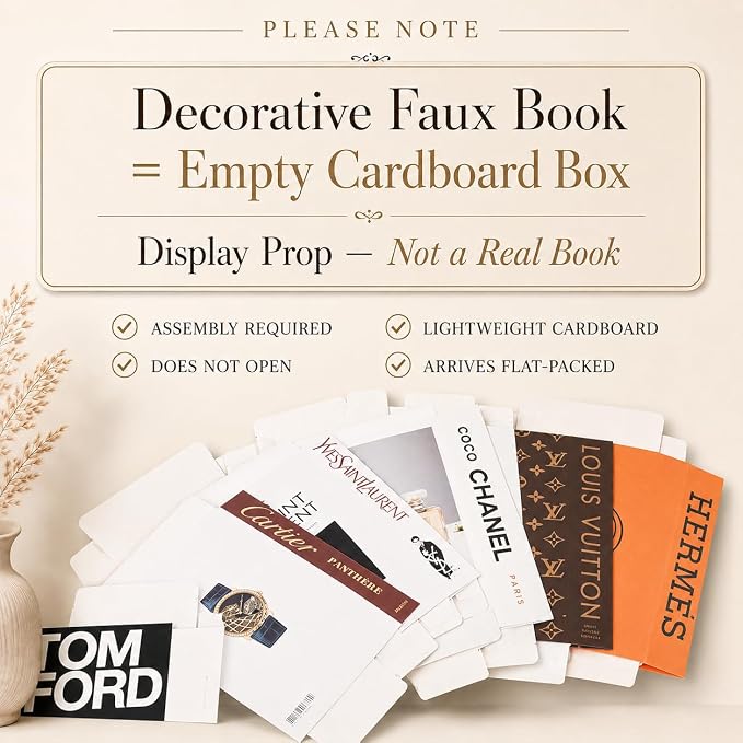 4-7 Pieces Fashion Decorations Book Set. Premium Aesthetic Faux Books for Room Decor. (7) | Designer Fuller Set for Living Room, Office and Mantel - Not Real, Tool-Free 2-Min Setup