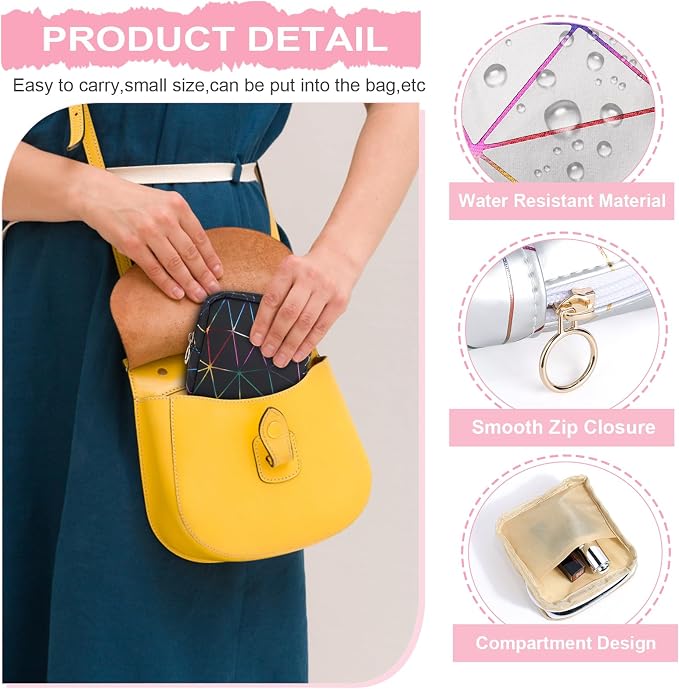Sanitary Napkin Storage Bag, Menstrual Cup Pouch Nursing Pad Holder Tampon Bags Feminine Product Pouches Portable Period Kit Bag for Girls Women Ladies 2 Pack (Dazzling Black/Silver)