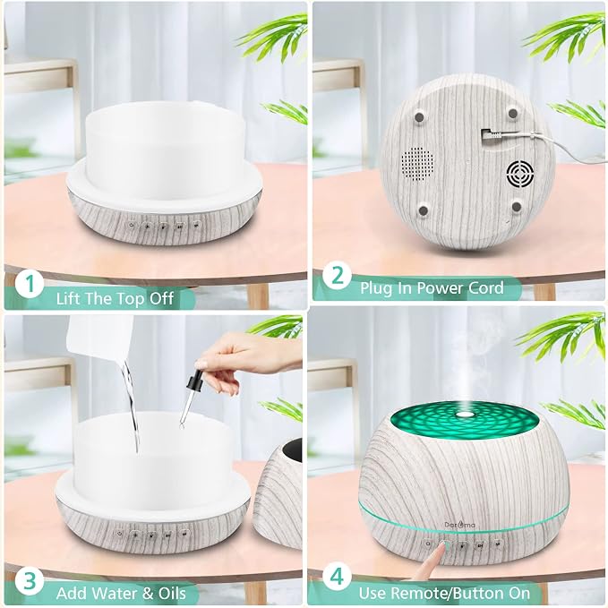 DAROMA 1000ML Essential Oil Diffuser with Bluetooth Speaker & Remote, 2026 Upgrade Aromatherapy Diffuser,Aroma Diffuse with Music Player Function,Humidifier,LED Light in 7 Colors,Home Office Bedroom
