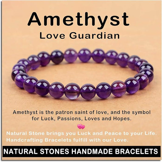 AD Beads Handmade Gemstone Stretch Elastic Bracelet Crystal Healing Reiki Nature's Beauty and Spiritual Essence Unisex