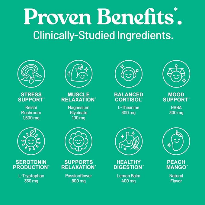 Third Nature Calm Powdered Drink Mix for Stress Support, Relaxation, Healthy Cortisol & Focus - No Sugar, Non-GMO On-The-Go Calming Drink with Magnesium Glycinate, GABA, Peach Mango, 14 Stick Packs