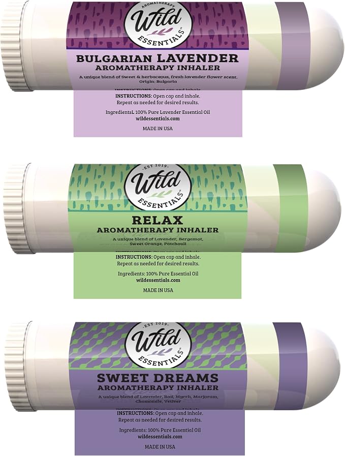 Wild Essentials Sleepy time 6 Pack Aromatherapy Nasal Inhaler Multipack Made with 100% Natural, Therapeutic Grade Essential Oils to Help You Sleep and Relax