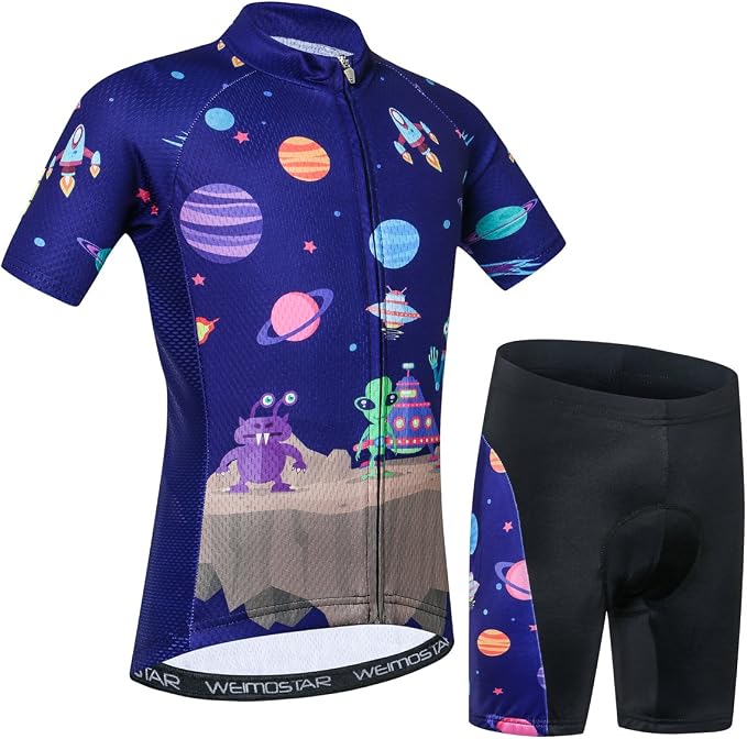 Hotlion Kids Cycling Jersey Set Short Sleeve Boys Mountain Bike Shirt Girls Cartoon Bicycle Tops Childs for Riding Biking