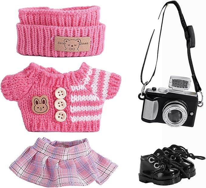5set 17cm Dolls Clothes Outfit Set - Casual Style Costumes for Doll Figures, Camera Set,Have a seat Clothes - 6.7 Inches Cute Dolls Daily Refill,Gifts for 17cm Doll Lovers (Style-D)