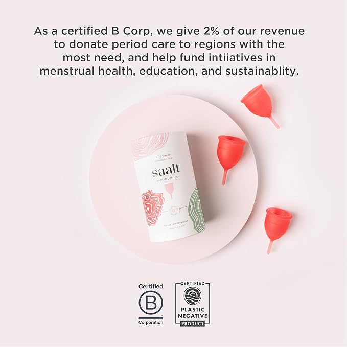 Saalt Menstrual Cup - Natural Tampon and Pad Alternative, Soft, Flexible, Reusable Medical-Grade Silicone | wear up to 12 Hours | Made in theUSA and FDA Registered (Himalayan Pink, Small)